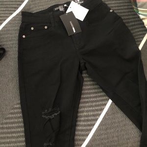 Fashion Nova Black Ripped Denim